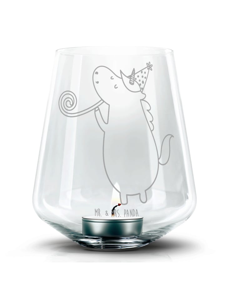 Stumpenkerzenhalter Einhorn Party ohne Spruch in Transparent