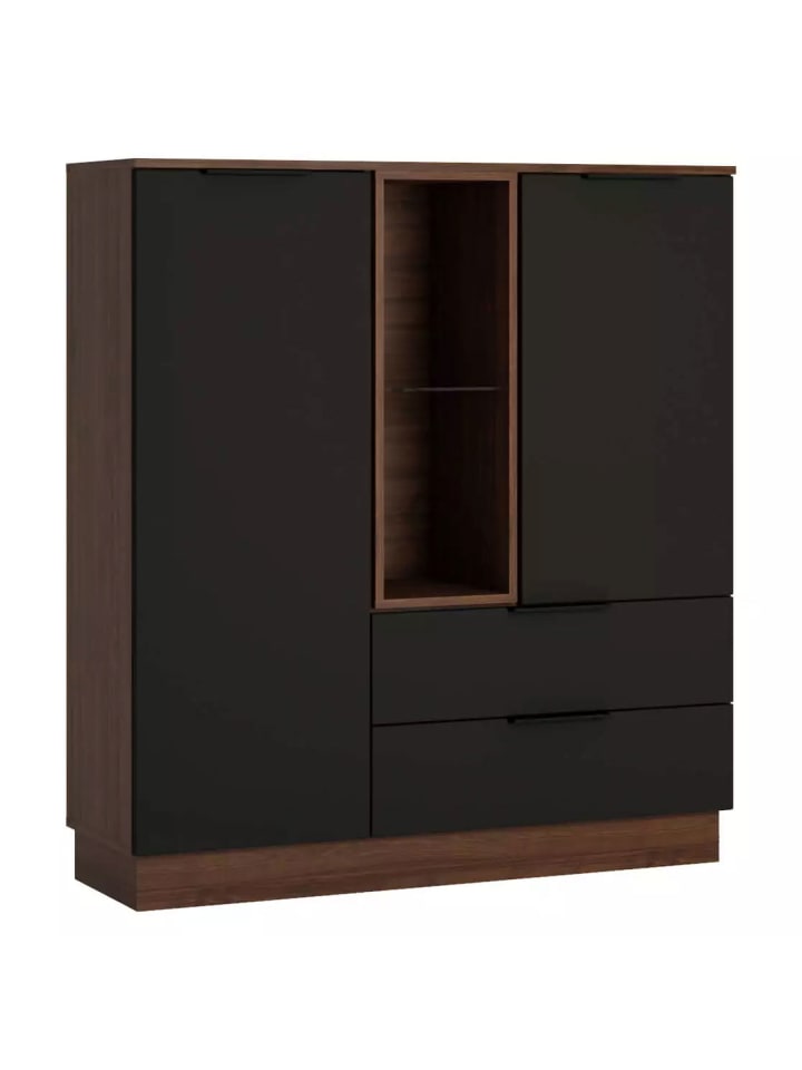 Highboard Alicante Walnuss / Schwarzgrau 120 / 38 / 135,7cm