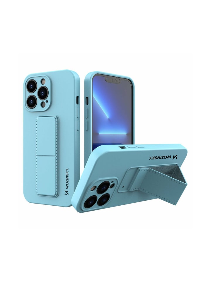 Kickstand Hülle Bumper kompatibel mit iPhone 13 Sky Blau in Blau