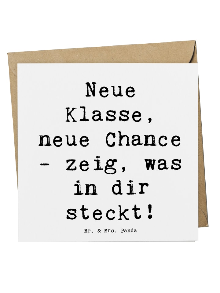 Grußkarte Spruch Erster Schultag Neue Klasse mi... in Weiß