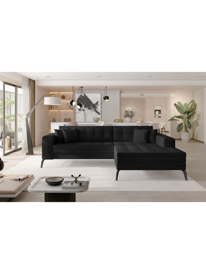 Sokka Recamiere Rechts in Schwarz - (L) 292 x (B) 292 x (H) 84 cm