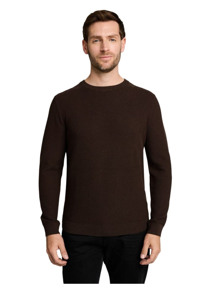Pullover STRUCTURED CREWNECK KNIT in Braun