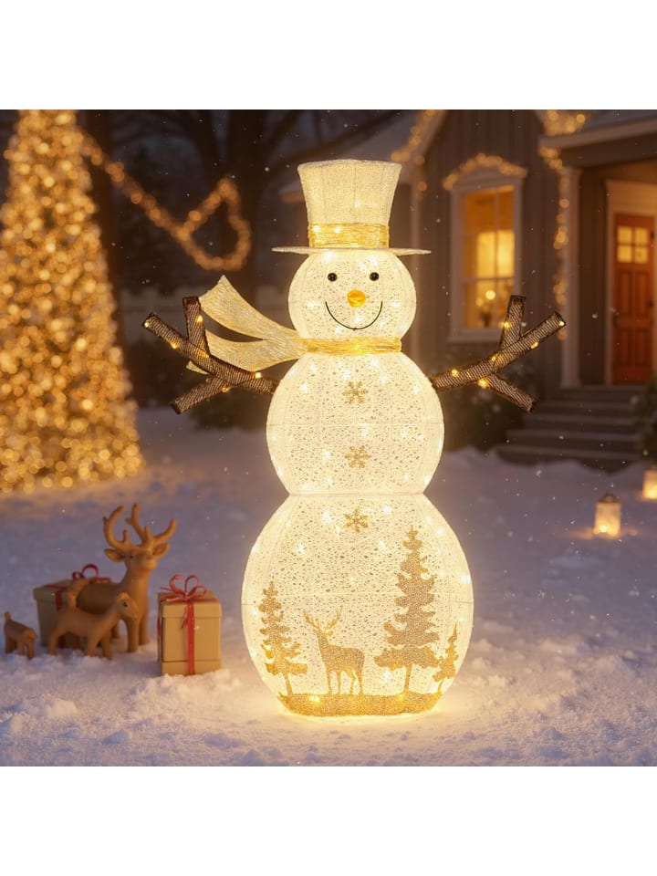 LED Schneemann beleuchtet 141 cm in Weiß