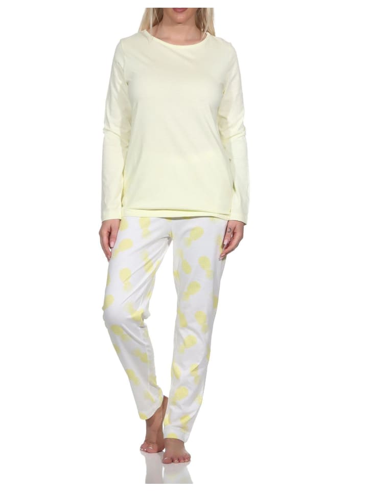 Langarm Pyjama Schlafanzug Homewear Ananas - 78602 in gelb