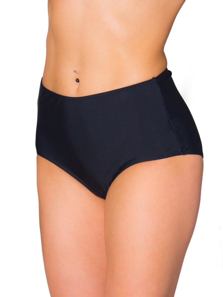 Aquarti Damen Bikinihose Bikini-Slip mit Hohem Bund in schwarz