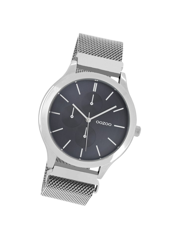 Analog-Armbanduhr Oozoo Timepieces silber groß (ca. 45mm)
