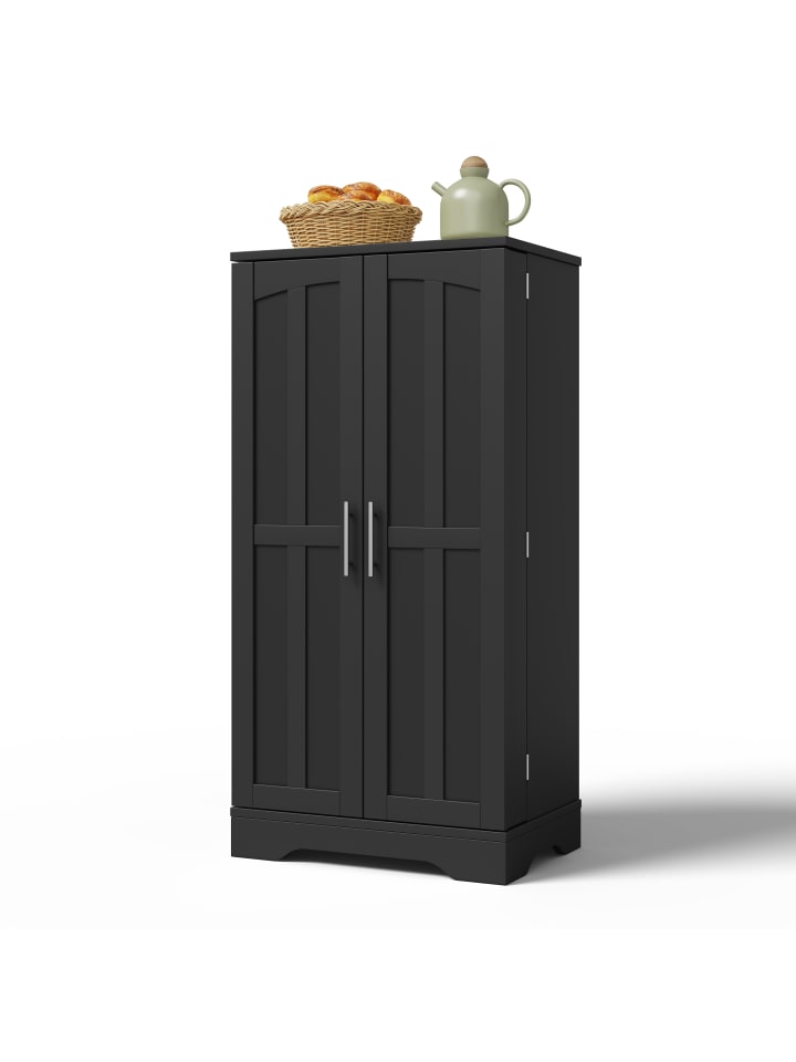 Küchenschrank mit LED und 2 Türen & Verstellbare Böden in Schwarz, 120x60x40 cm