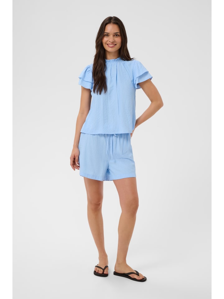 Kurzarm-Bluse KAfloor Regular fit in Light Blue, White Stripe