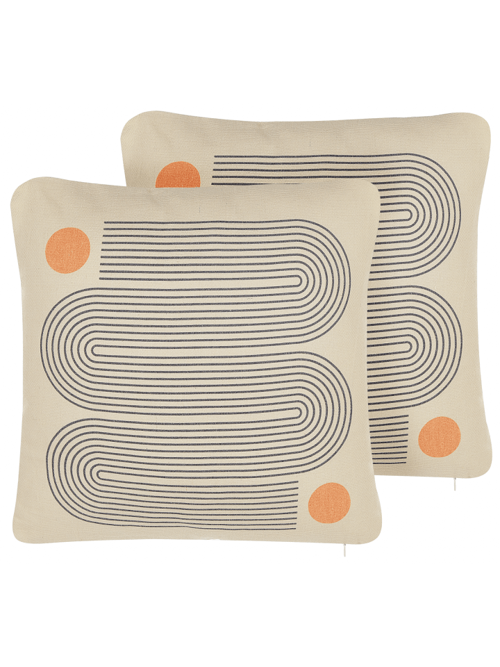 2er-Set Dekokissen CALIBRACHOA in Beige/Orange/Grau