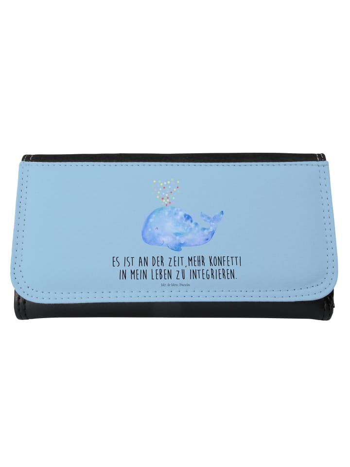 Portemonnaie Damen Wal Konfetti mit Spruch in Blau Pastell