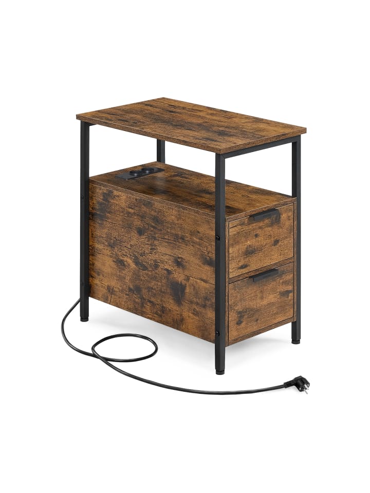 Beistelltisch Barnet in Vintagebraun-Schwarz - (B)60 x (H)61 x (T)30 cm