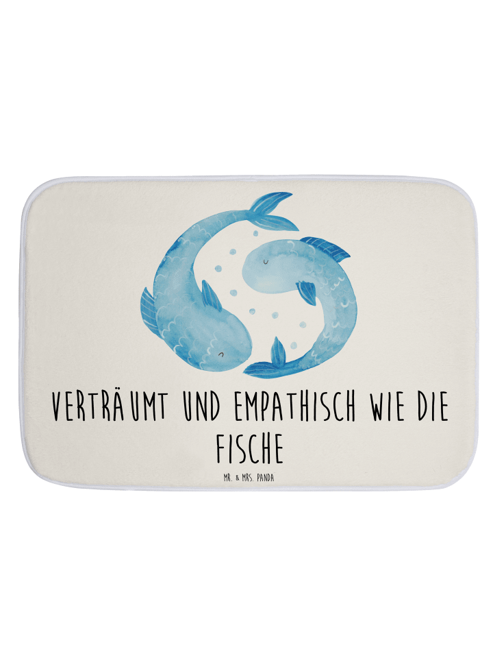 Badteppich Sternzeichen Fische mit Spruch in Weiß