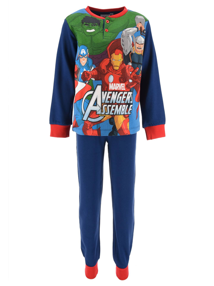 2tlg. Outfit: Schlafanzug Hulk Ironman Captain America Pyjama Langarm in Blau