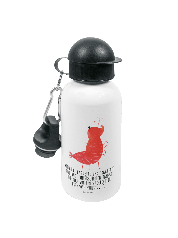 Trinkflasche Garnele Franzose mit Spruch in Weiß