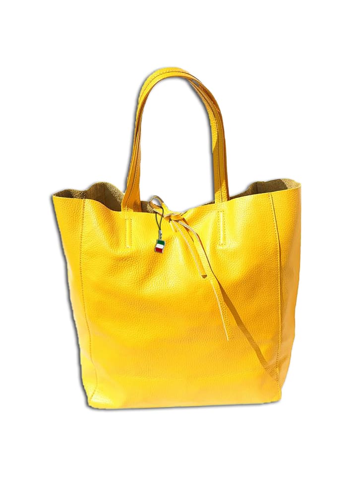 Florence Shopper, Schultertasche Leder gelb ca. 30cm