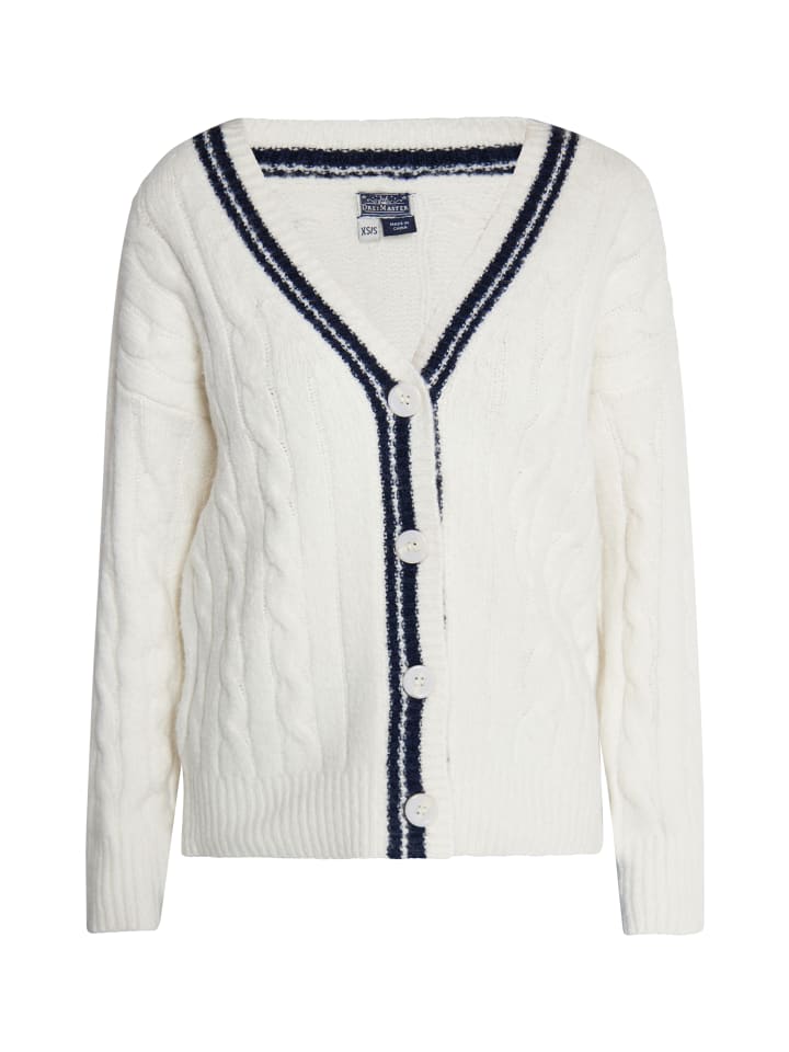 Damen Strickjacke in Wollweiss Marine