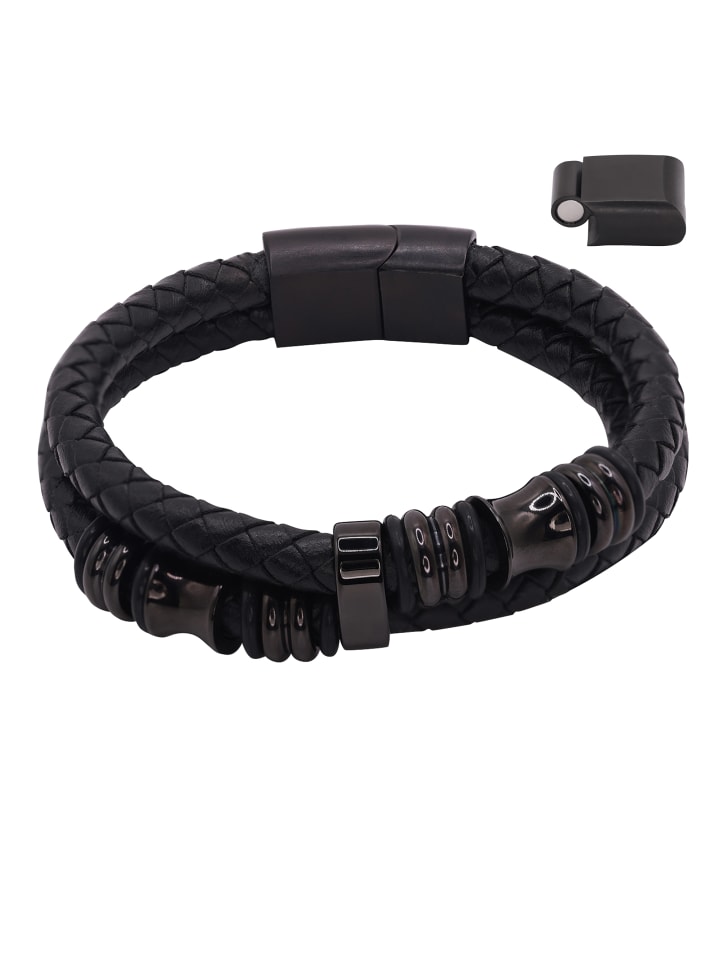 Herrenarmband Lederarmband Luca in schwarz