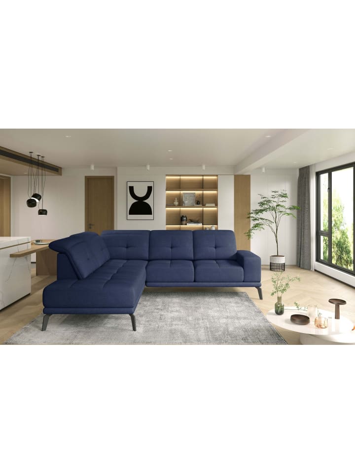 Neviro Recamiere Links in Marineblau - (L) 200 x (B) 275 x (H) 98 cm