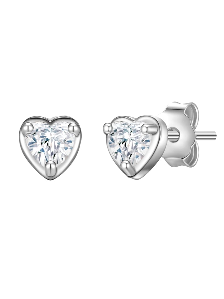 Ohrstecker Herz aus Sterling Silber mit Topas in silber