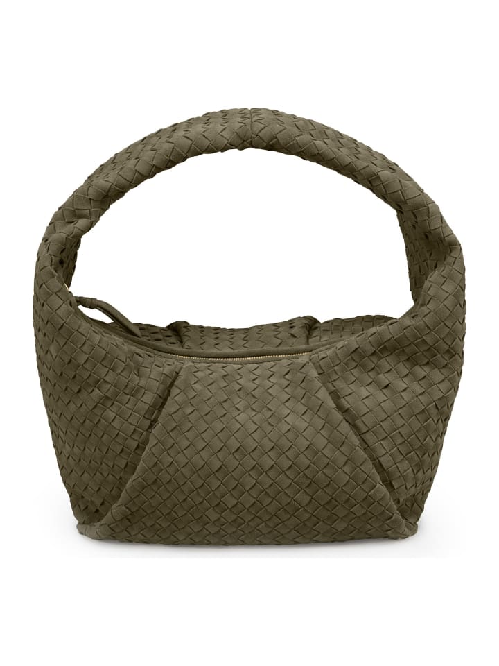 Greta weave Handtasche Leder 37 cm sea kelp