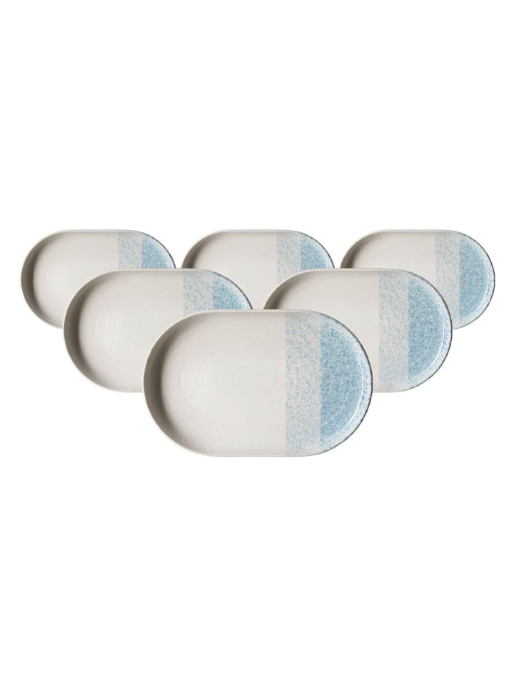 6er Set Servierplatten Trio in Blau 20 x 13 cm