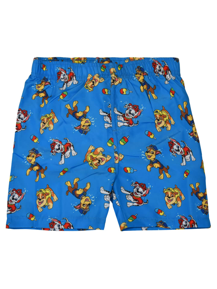 Paw Patrol Badeshorts Allover Badehose Schwimmhose Boardshorts in blau