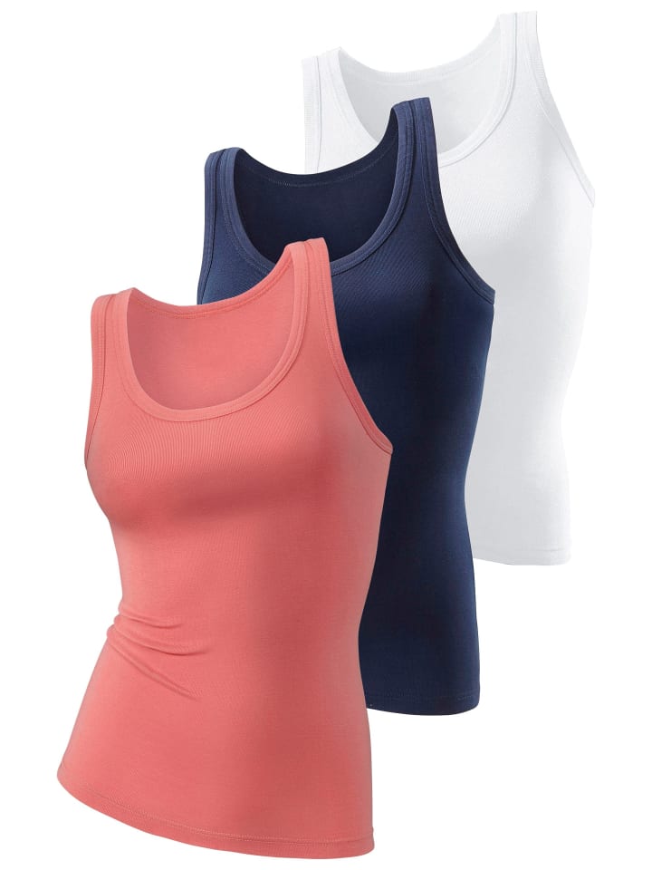 Tanktop in weiß, apricot, marine