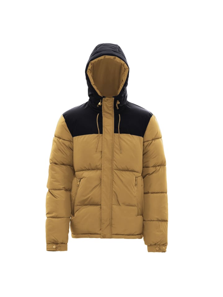 Herren Wattierte Steppjacke in Kamel Schwarz