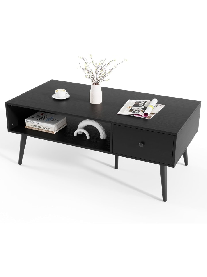 Couchtisch mit Schublade 109 x 55 x 39,5 cm in Schwarz