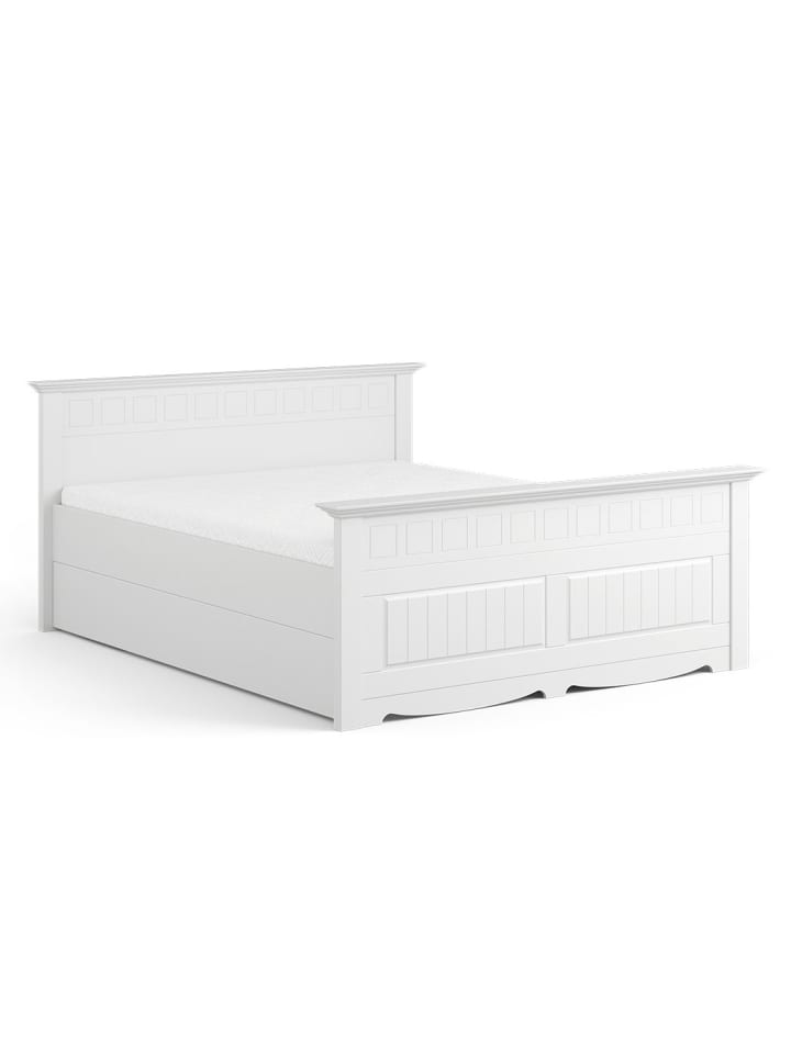 Bett Belluno Elegante Kiefer weiß lackiert 160 / 214 / 95cm