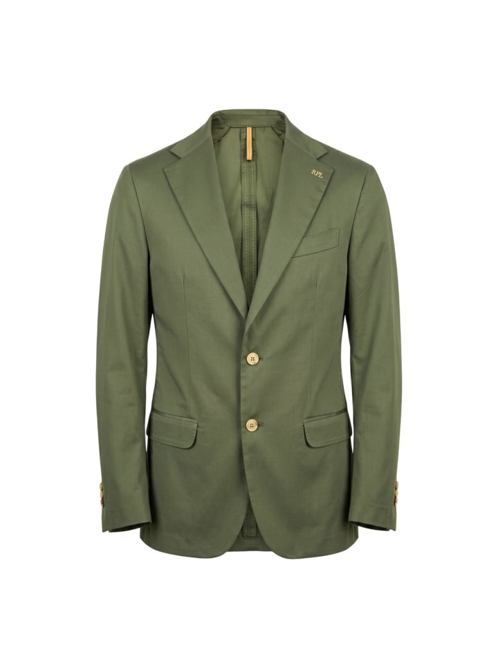 Zweifarbig Grün Baumwolle Herren Jacke
