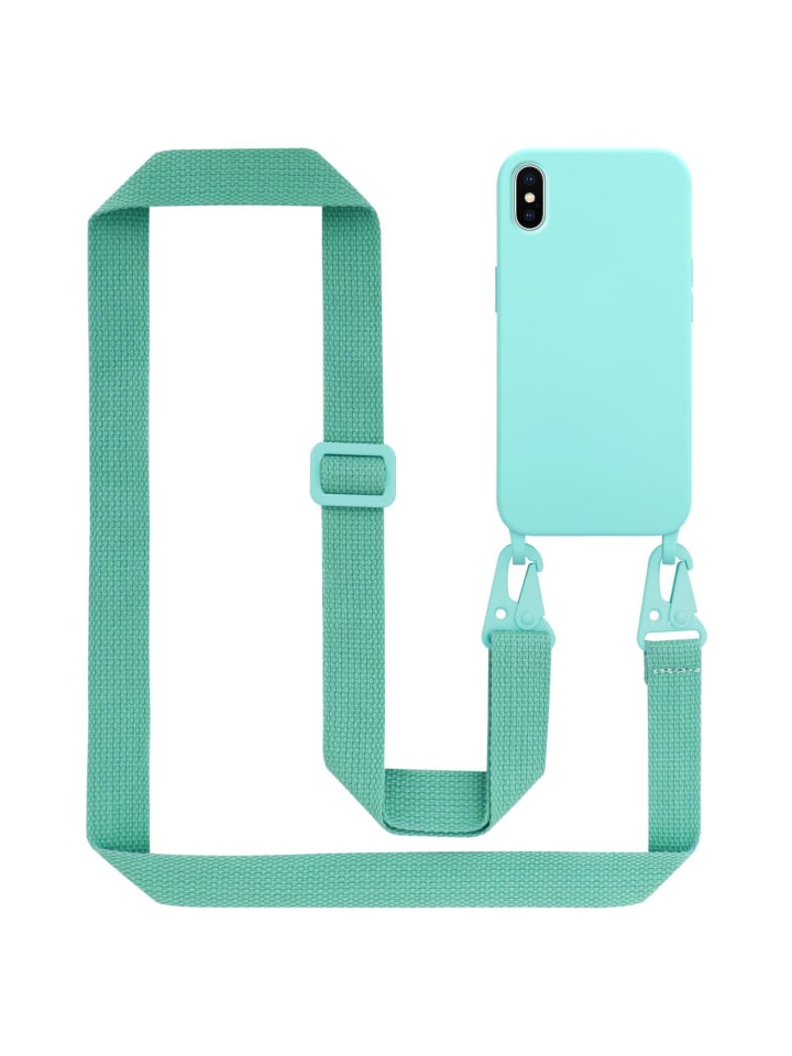 Handykette für Apple iPhone X / XS Hülle in LIQUID TÜRKIS