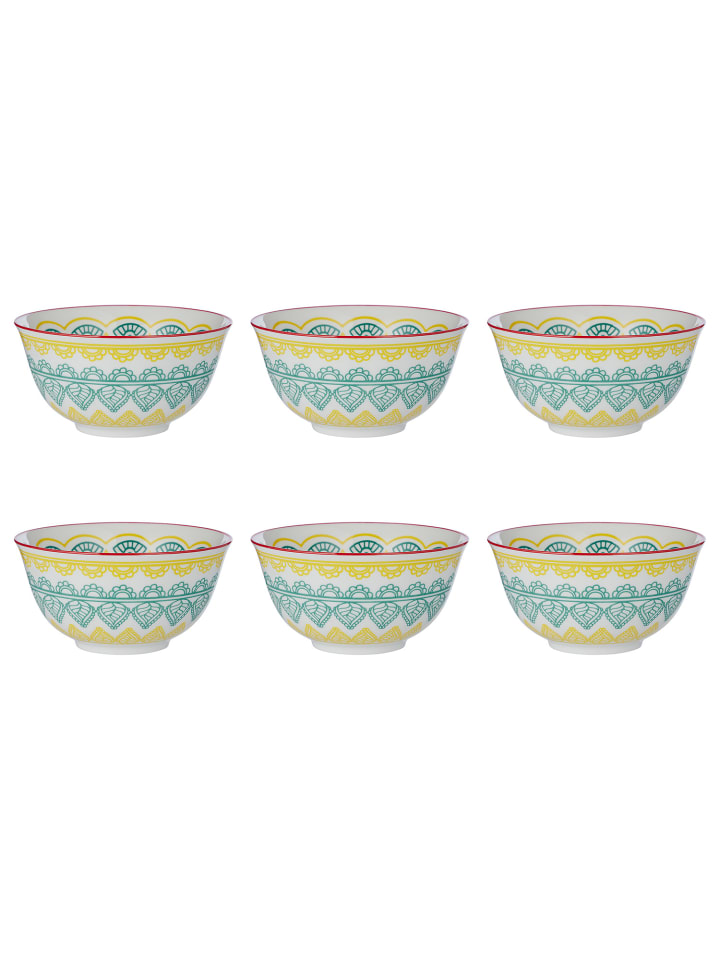 Butlers Schale ORNAMENTS 6er-Set in Grün / Gelb