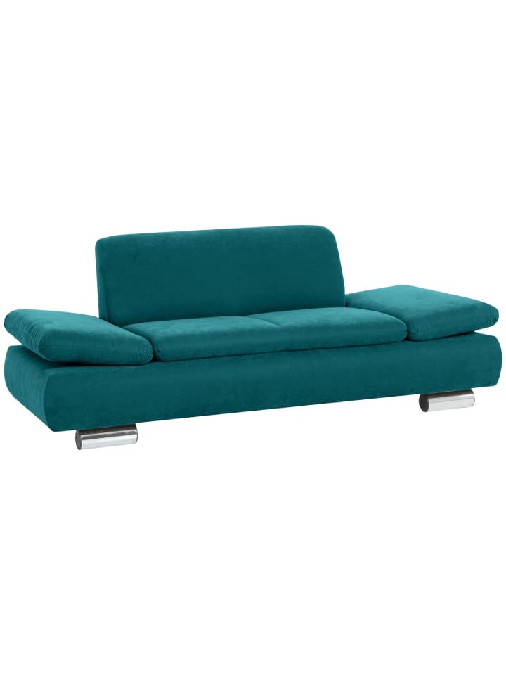 SOFA 2-Sitzer Kaye Bezug Veloursstoff Metallfuß verchromt / petrol