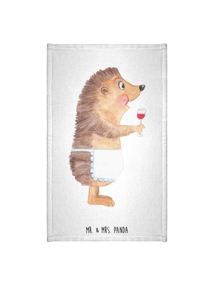 Handtuch Igel Wein ohne Spruch in Weiß