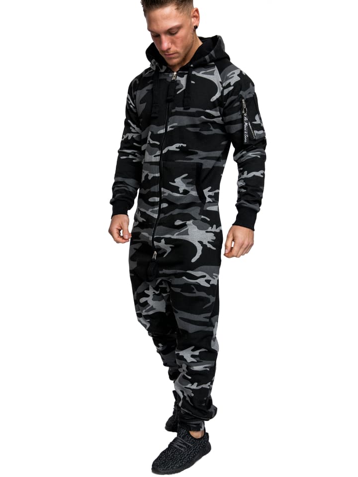 Jumpsuit SACRAMENTO in Camouflage Schwarz
