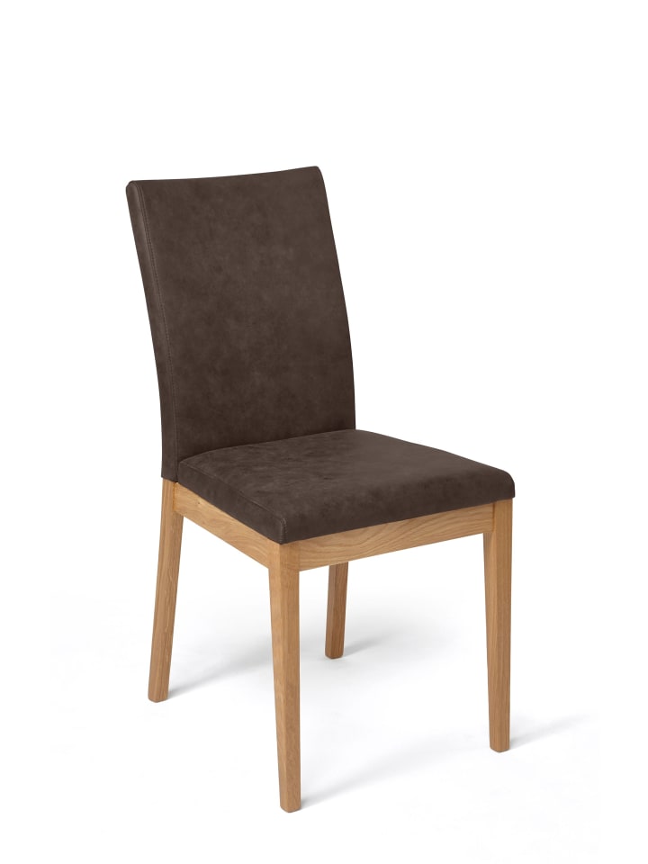 ESSZIMMERSTUHL 2er-Set Delfi 1 Wildeiche Massiv/Microfaser Braun