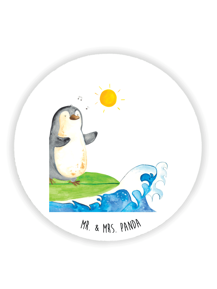 Magnet Pinguin Surfer ohne Spruch in Weiß