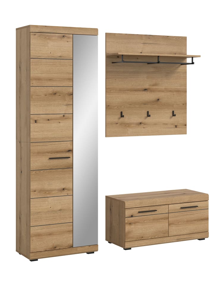 Garderobenkombination (B/H/T: 167x197x40 cm) in Evoke Oak Nachbildung