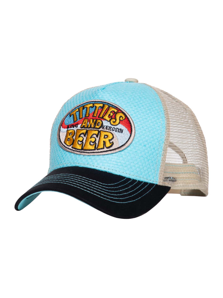 King Kerosin Trucker Cap Titties and Beer in hellblau