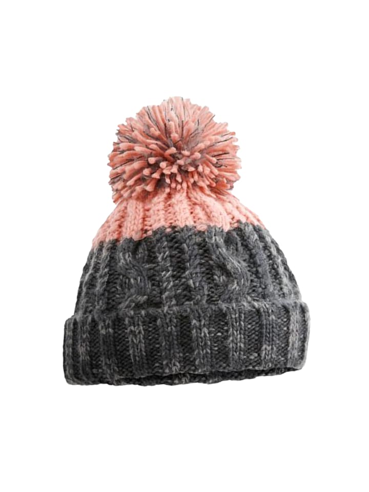 Wintermütze mit Fleecefutter, Strick-Mütze mit Bommel für Damen in Rosa