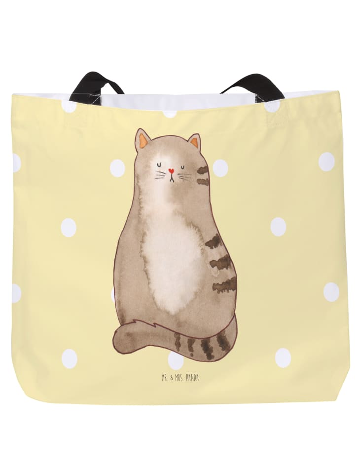 Tote Bag Katze Sitzen ohne Spruch in Gelb Pastell