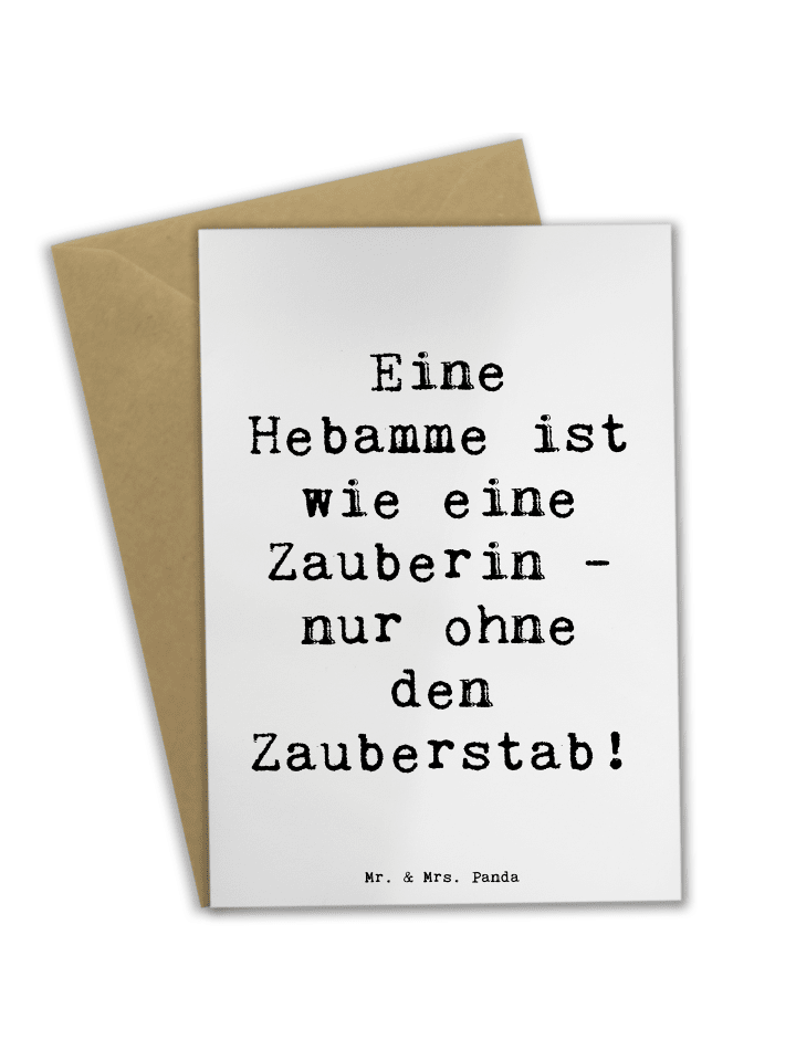 Grußkarte Spruch Hebamme Magie mit Spruch in Weiß