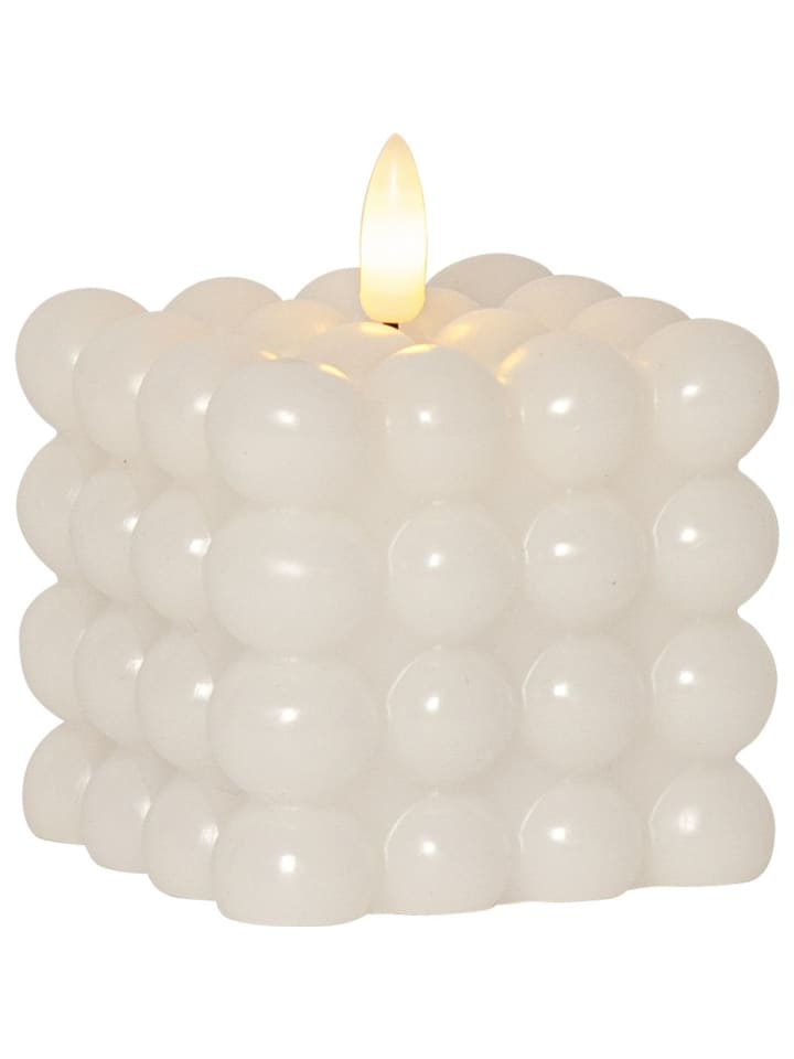 LED Bubble Kerze Dot, Echtwachs, weiß in Weiß