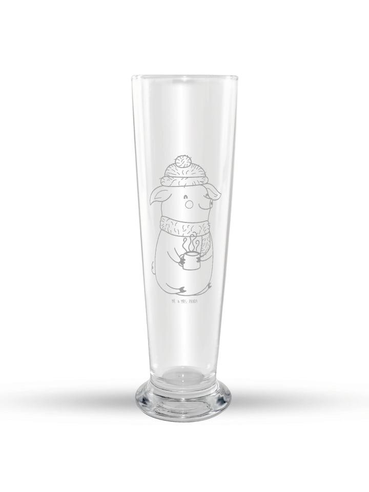 Glas mit Gravur Schwein Glühwein ohne Spruch in Transparent