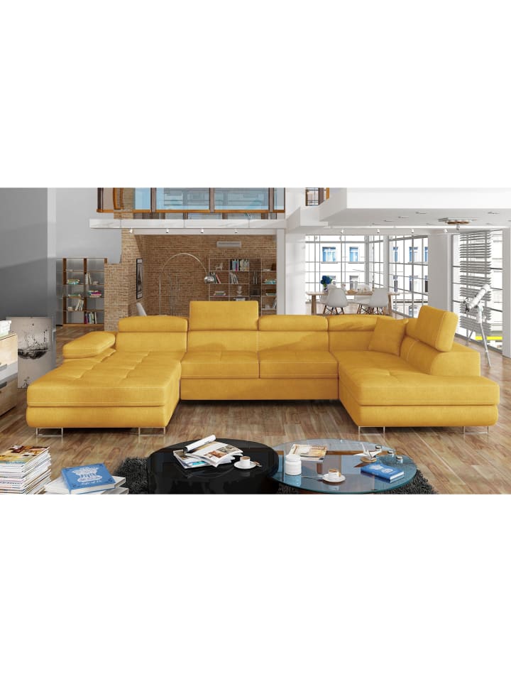 Rodri Recamiere Rechts in Senf - (L) 202 x (B) 345 x (H) 90 cm
