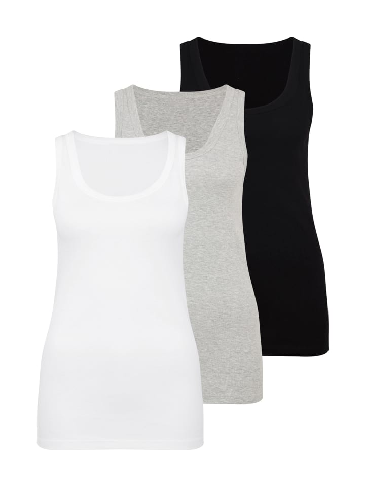 Tanktop in schwarz, grau meliert, weiß