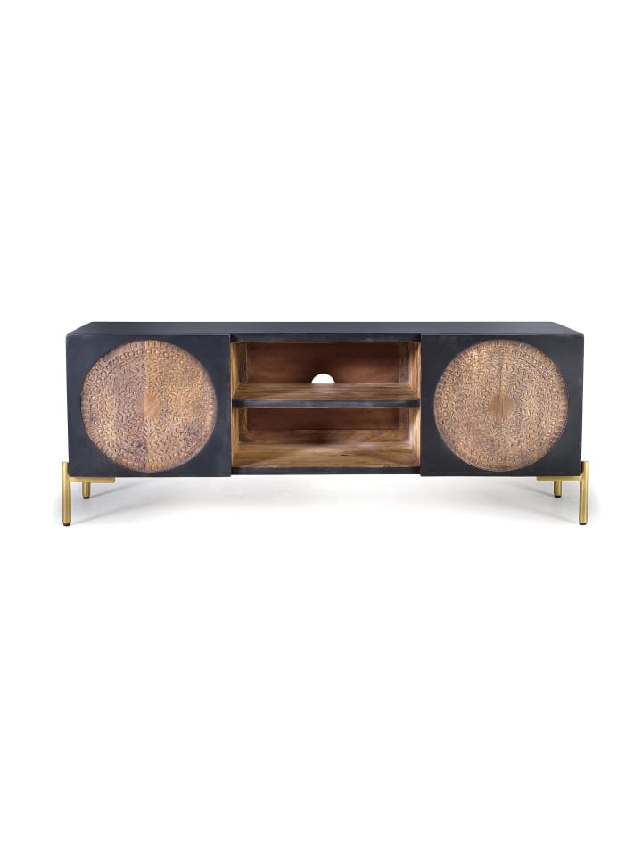 TV-Schrank aus Mangoholz und Metall in Brown
