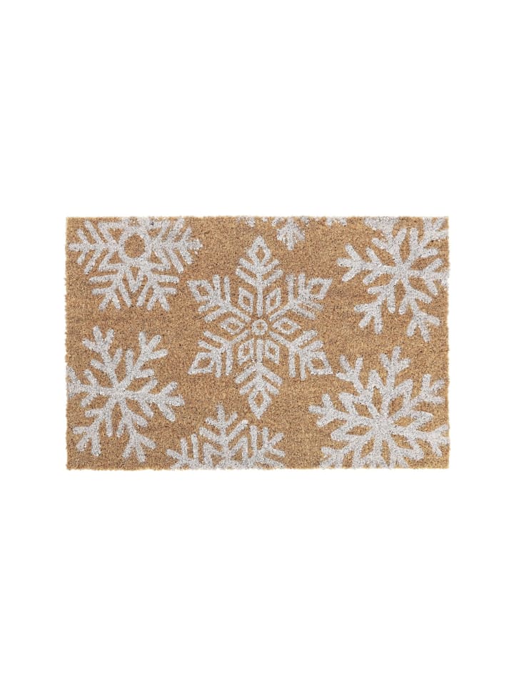 Fußmatte "Schneeflocken" in Natur/ Weiß - (B)60 x (T)40 cm