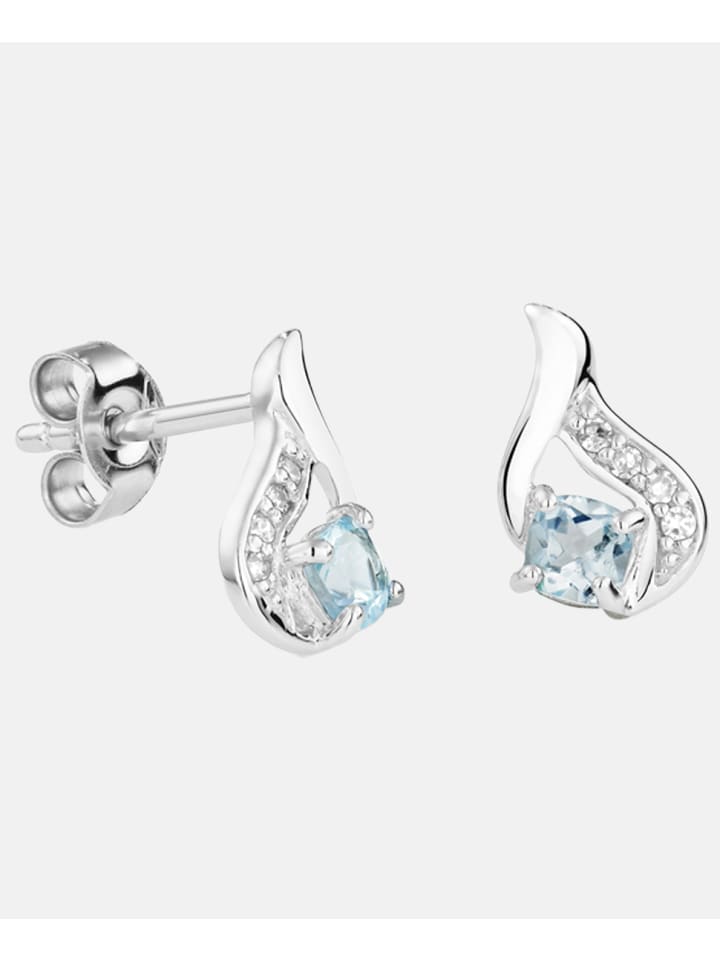 Ohrringe aus 375 Weißgold mit 0.32 Karat Diamant mit Topas